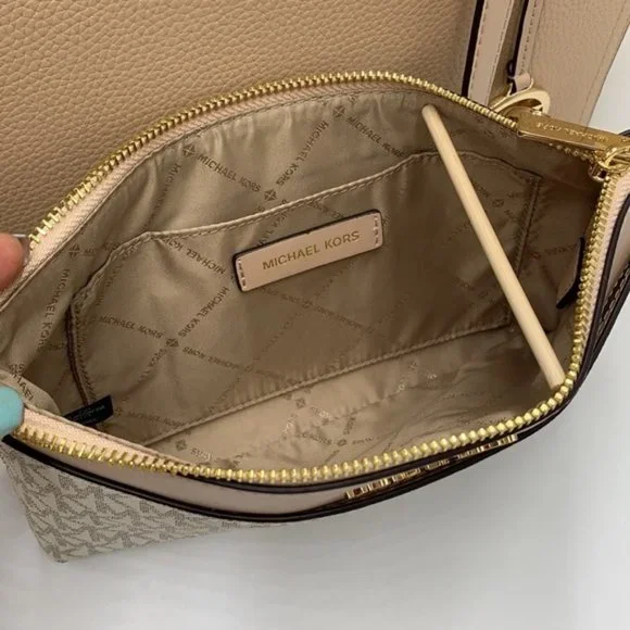 Michael Kors Maisie Large Pebbled Leather 3-in-1 Tote Bag Buff Signature Multi - Picture 6 of 16